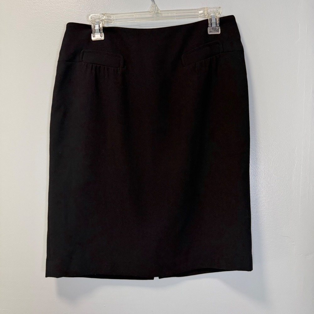 Talbots Black Pencil Skirt Size 8 Knee Length Back‎ Vent Office Professional